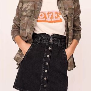 Anthropologie Pilcro and the Letterpress Size 10 Black Denim Button Front Skirt